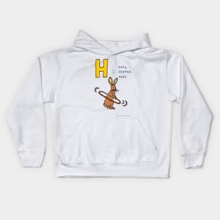 H is for hula hooper hare. Kids Hoodie